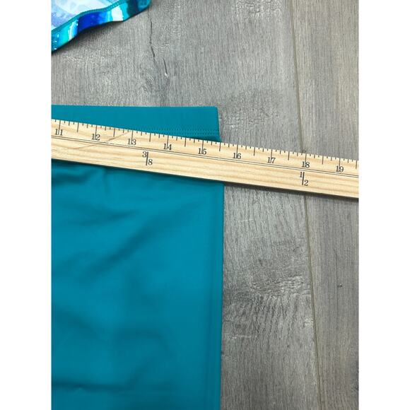 Kim Gravel x Swimsuit Womens Blue Rainbow Stripe Padded Tankini Shorts Size 14 - Picture 10 of 11